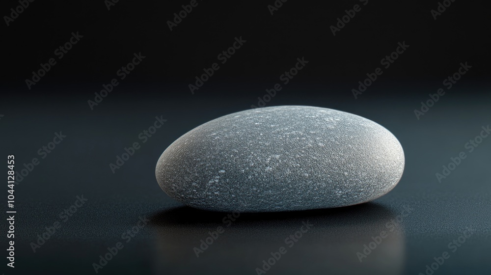 Smooth Gray Stone on Dark Surface Smooth Gray Stone on Dark Surface
