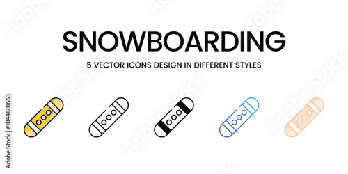 Snowboarding vector icons set ready to use web and mobile apps