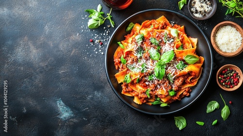 Delicious Pasta Dish with Fresh Basil and Sauce