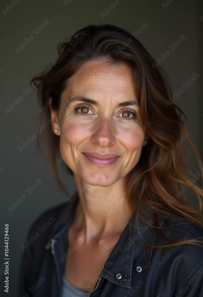 A French Caucasian beautiful young resident woman with wavy hair shares a genuine smile while standing indoors, illuminated by natural light, creating an inviting atmosphere. Generative AI A French Caucasian beautiful young resident woman with wavy hair shares a genuine smile while standing indoors, illuminated by natural light, creating an inviting atmosphere. Generative AI