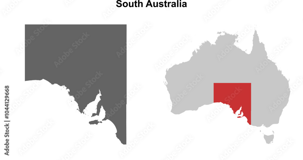 Fototapeta premium South Australia blank outline map set