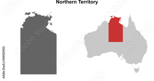 Northern Territory blank outline map set