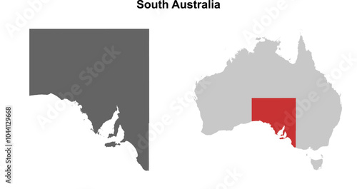 South Australia blank outline map set