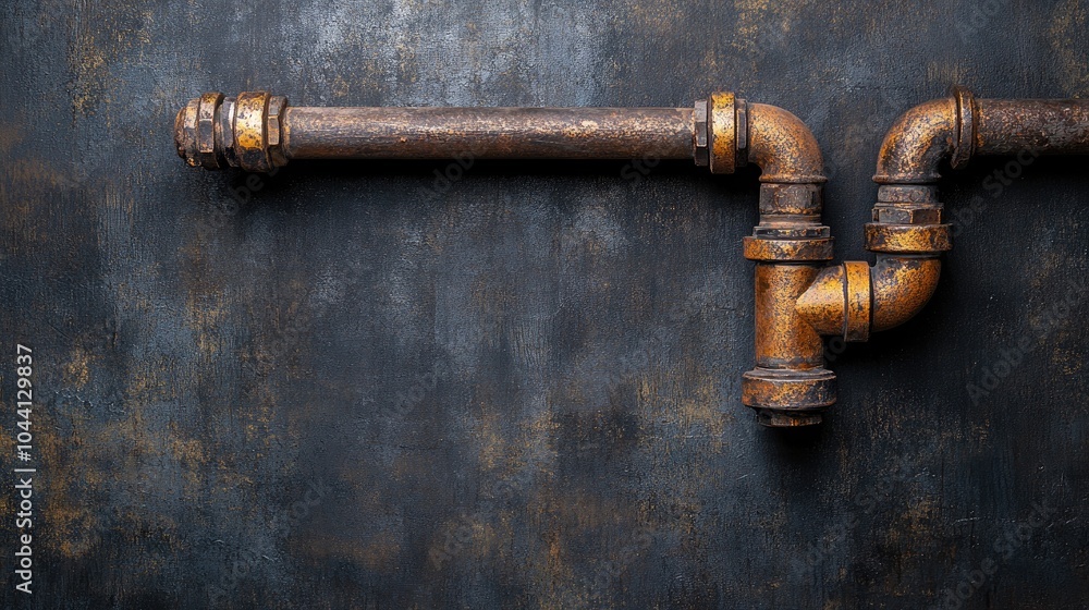 Rusty Pipes on Dark Background for Industrial Theme Rusty Pipes on Dark Background for Industrial Theme