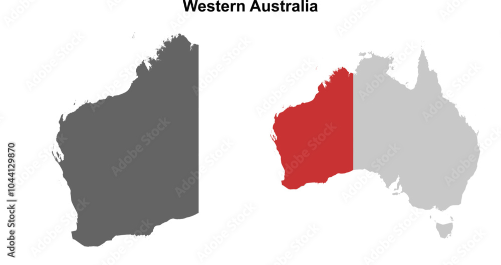 Obraz premium Western Australia blank outline map set