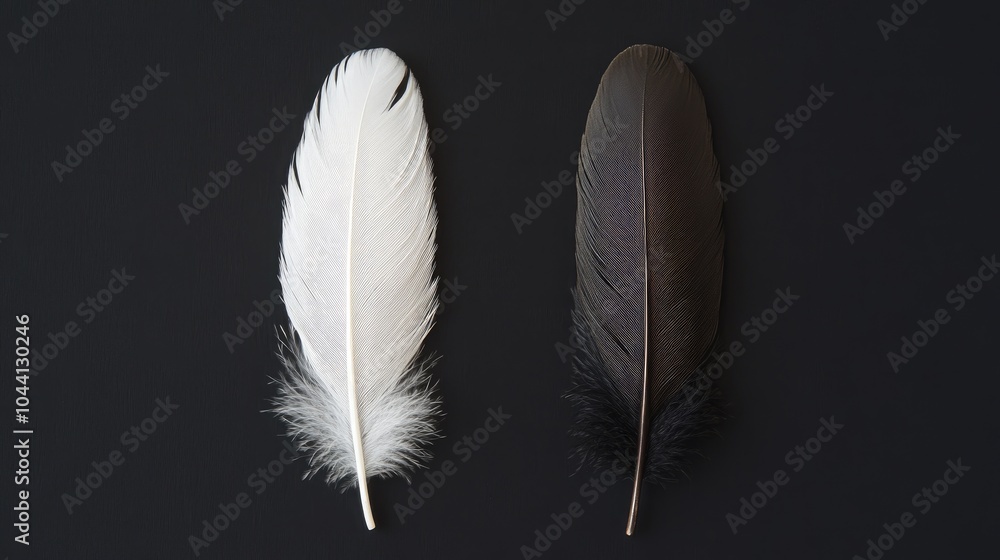 Contrast of Elegant Feathers on Dark Background Contrast of Elegant Feathers on Dark Background