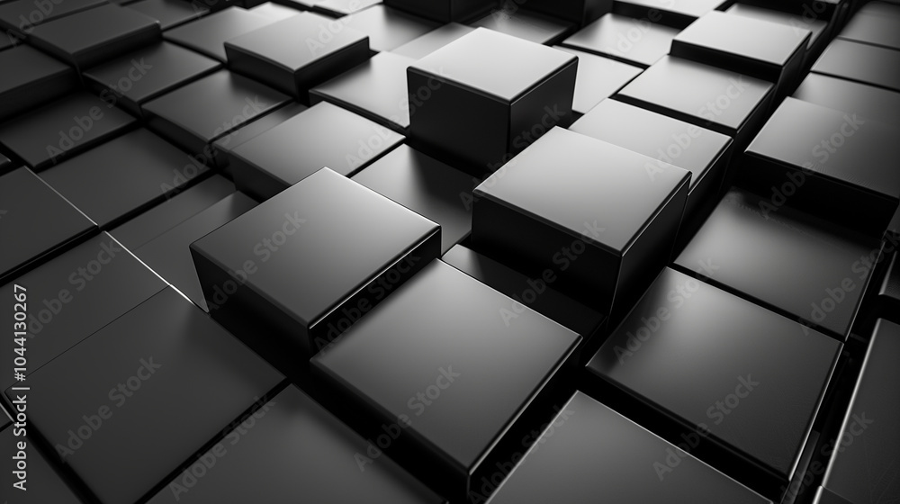 A black and white image of a black cube pattern A black and white image of a black cube pattern
