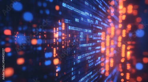 Wallpaper Mural Abstract digital visualization with glowing data streams in blue and orange hues. Torontodigital.ca