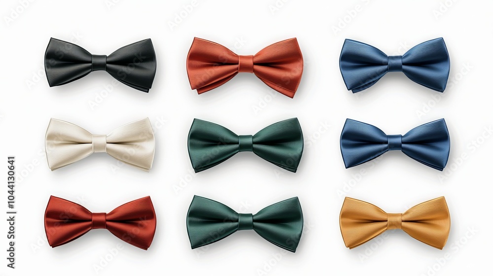 Set of colorful bow ties in different shades and styles.
Set of colorful bow ties in different shades and styles.