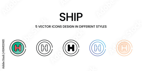 Ship vector icons set ready to use web and mobile apps