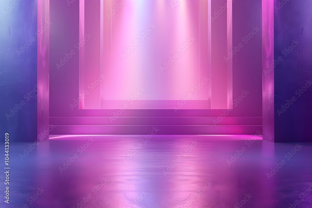 A pink light shines brightly in an empty room A pink light shines brightly in an empty room