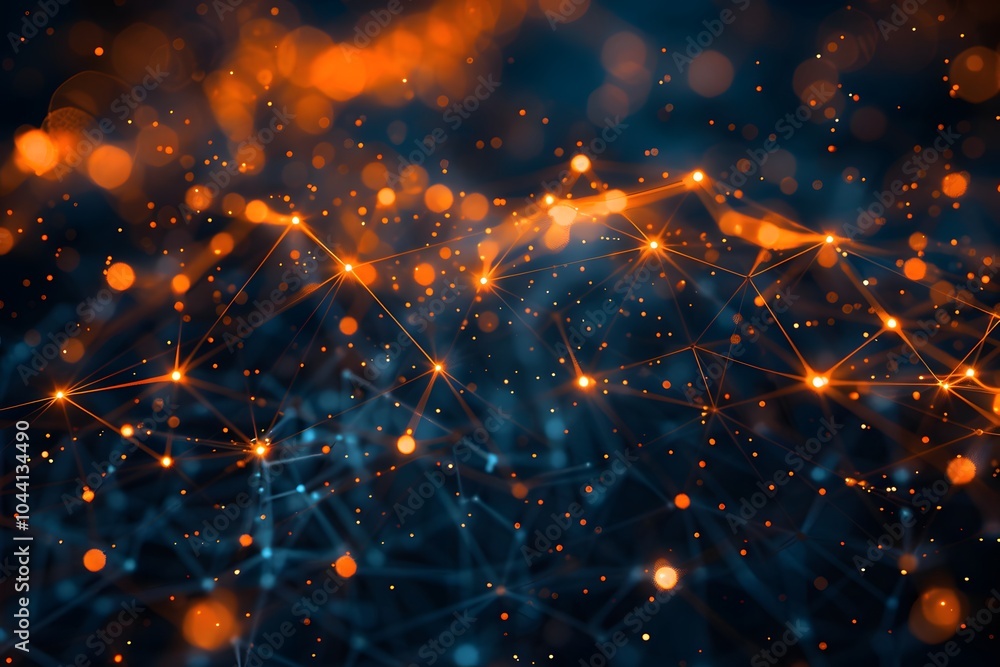 Abstract Digital Network with Glowing Nodes and Connections Abstract Digital Network with Glowing Nodes and Connections