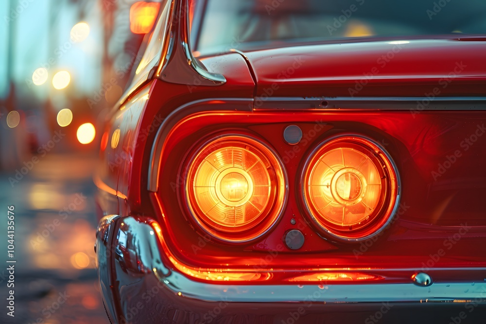 Captivating Close-Up of a Classic Car's Tail Lights at Dusk Captivating Close-Up of a Classic Car's Tail Lights at Dusk