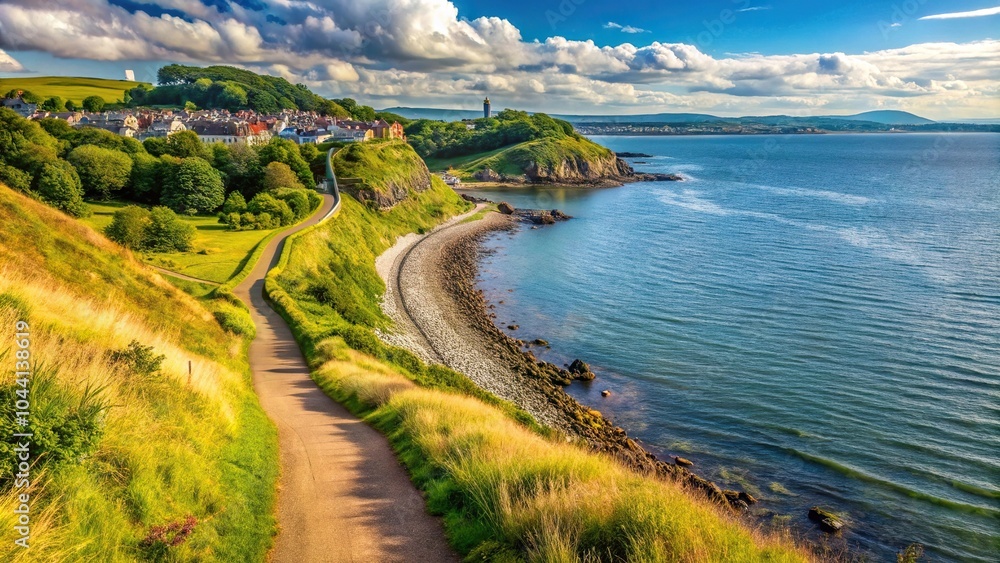 Fototapeta premium Scenic view of Fife Coastal Path from Burntisland to Kirkcaldy Scotland UK