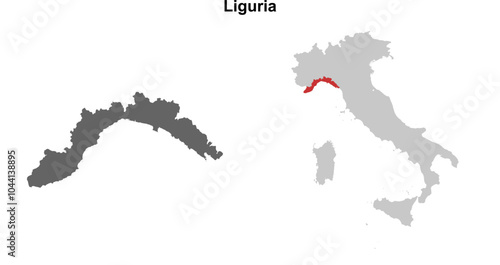 Liguria blank outline map set