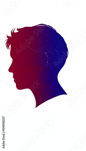 two colored head slihouette  psychology concept isolated with white highlights, png photo