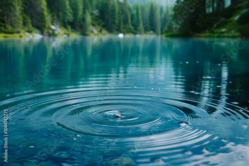 Tranquil Ripples on a Serene Lake Surrounded by Lush Greenery