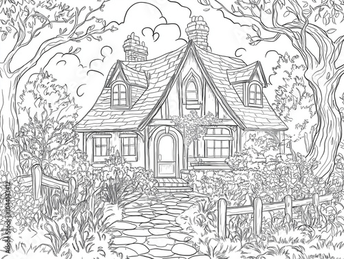 Cozy Abode: Unpretentious House Illustration for Kids' Coloring Fun