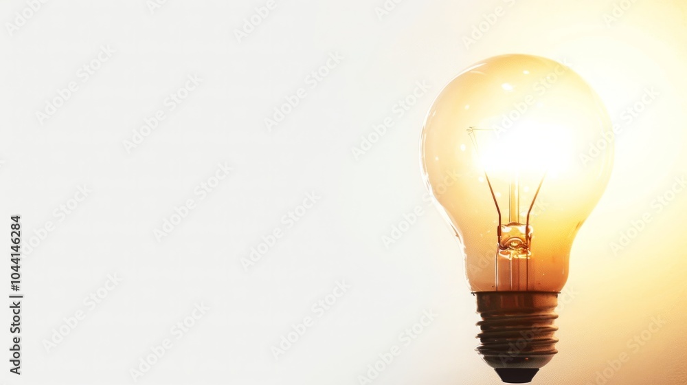 A single light bulb glows brightly against a white background, symbolizing inspiration and new ideas. A single light bulb glows brightly against a white background, symbolizing inspiration and new ideas.