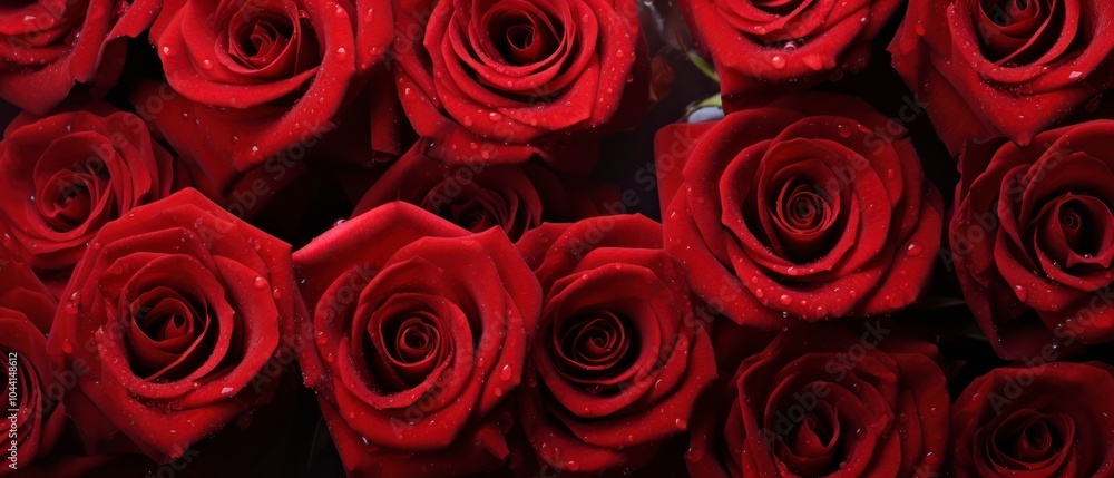 Red roses with water drops close up. Valentines day background. Red roses with water drops close up. Valentines day background.