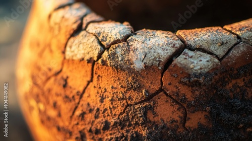 Wallpaper Mural  textured surface of a clay pot, with intricate patterns and natural imperfections visible.  Torontodigital.ca