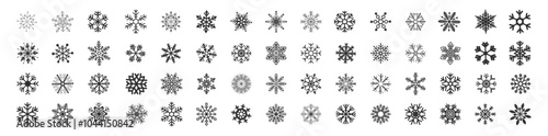 Snowflake set on isolated transparent background. Frost background. Christmas icon