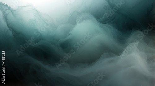 Abstract Misty Gradient With Deep Teal And Soft Gray Hues Creating An Ethereal Atmosphere With Flowing Smoky Textures And Subtle Layers