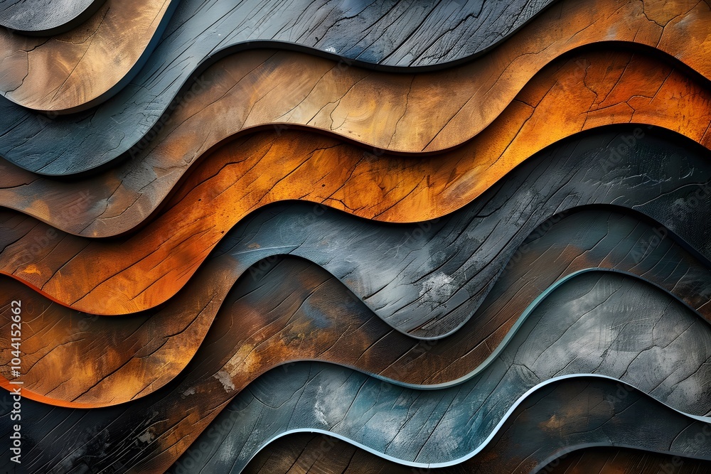 Abstract Waves of Colorful Textures in Metallic Tones Abstract Waves of Colorful Textures in Metallic Tones