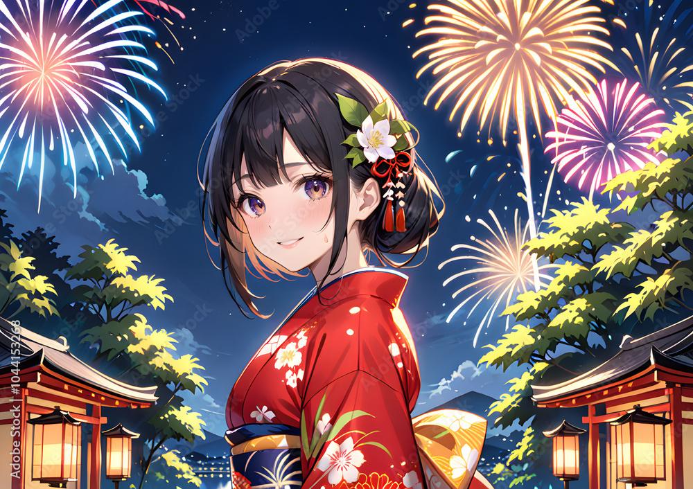 Animation of a girl in a kimono
Animation of a girl in a kimono