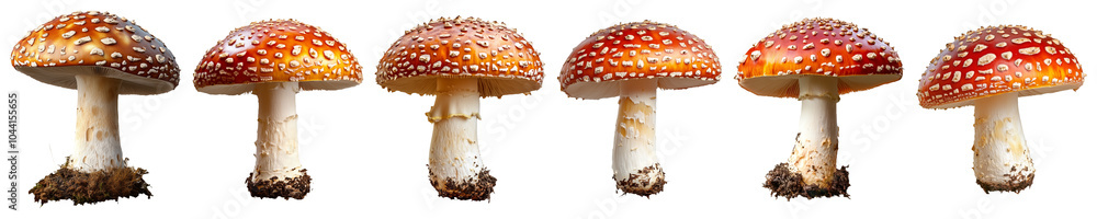 Red Mushroom with White Spots on a Clear Transparent Background for Creative Product Banners, Social Media Graphics, Marketing Collateral, and Decorative Concepts A Mushroom Isolated on a Trans Red Mushroom with White Spots on a Clear Transparent Background for Creative Product Banners, Social Media Graphics, Marketing Collateral, and Decorative Concepts A Mushroom Isolated on a Trans