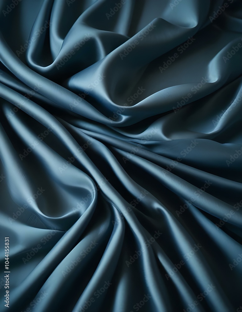 Fototapeta premium Light blue silk drapery curtain macro close-up texture