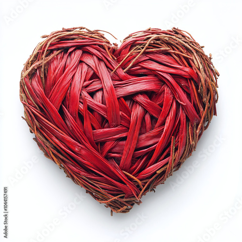 Red heart on white background	 photo