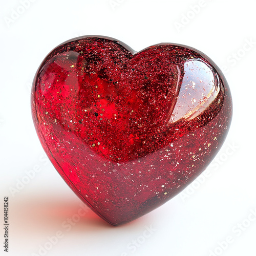 Red heart on white background	 photo