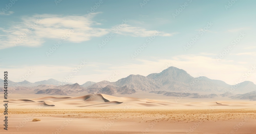 Desert landscape with mountains in the background Desert landscape with mountains in the background