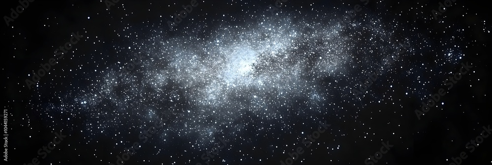 Fototapeta premium Starfield: A night sky view with glowing stars A panoramic shot of the night sky with thousands of twinkling stars.