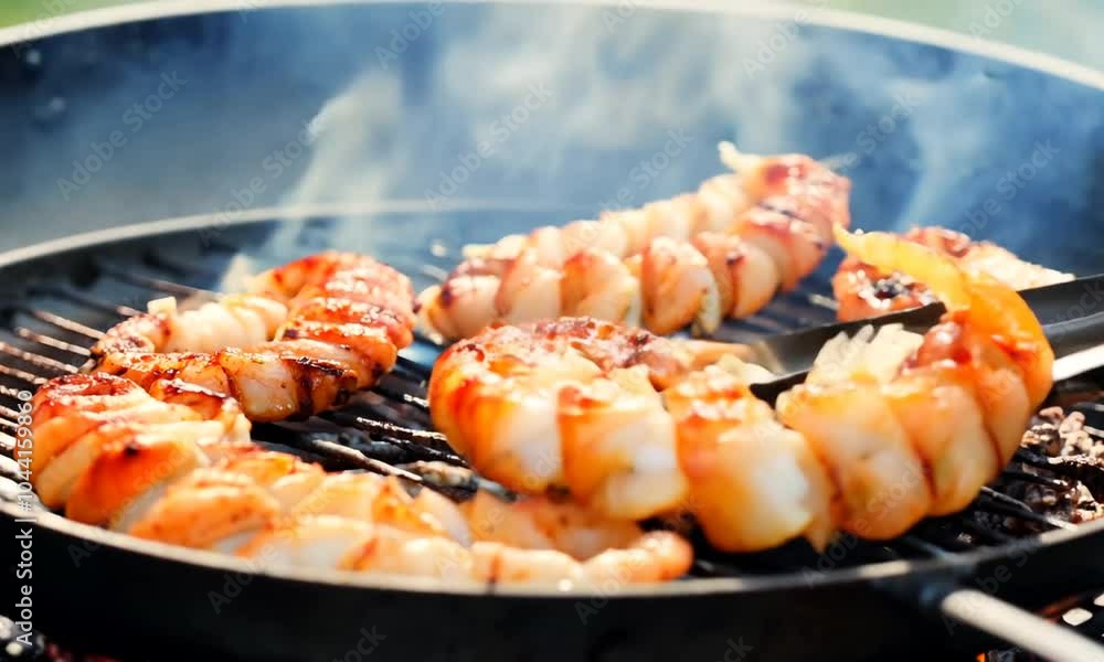 grilled shrimp on a grill grilled shrimp on a grill
