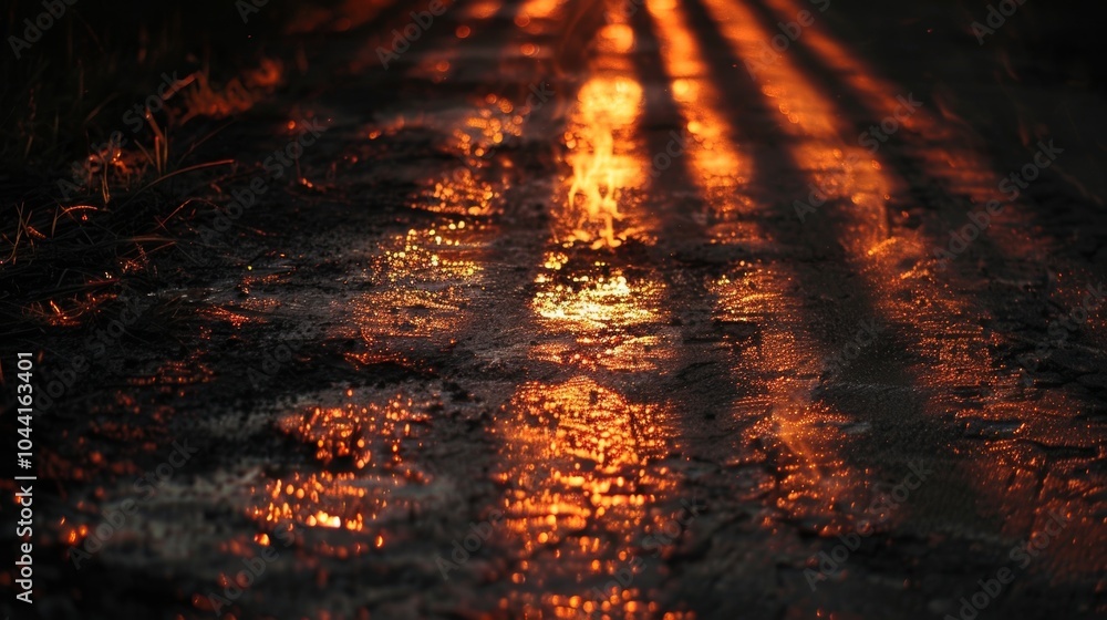 The dancing flames cast shadows on the ground adding to the mysterious atmosphere. 2d flat cartoon. The dancing flames cast shadows on the ground adding to the mysterious atmosphere. 2d flat cartoon.