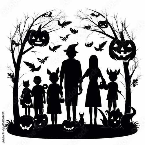 Set of halloween silhouettes black icon and character. Vector illustration. Isolated on white background. tshirt design