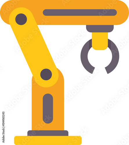 Yellow robotic arm is holding an object with its grabber