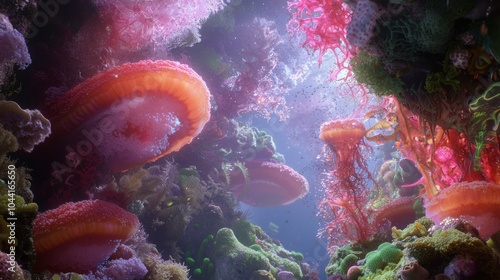 Wallpaper Mural Enchanting Underwater Wonderland - Vibrant Reef Teeming with Marine Life and Intricate Ecology Torontodigital.ca