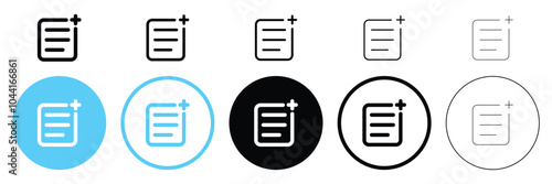 Set of add new file document icon collection. create new list symbol. Vector Illustration.