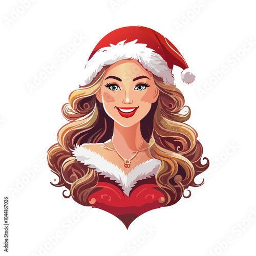 Joven mujer festiva sonriente en traje de Santa Claus con toque elegante y navideño