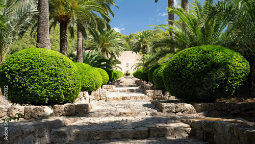 Botanical Path in Alfabia Gardens, Mallorca, Balearic Islands, Spain