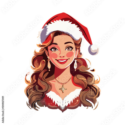 Joven mujer festiva sonriente en traje de Santa Claus con toque elegante y navideño