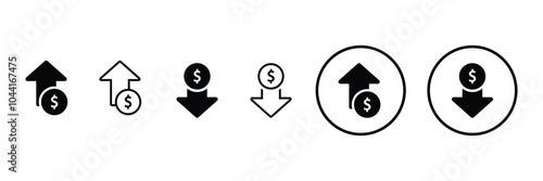 Set of Money profit and lose money icon. Money increase and decrease icon symbol. Vector Illustration.