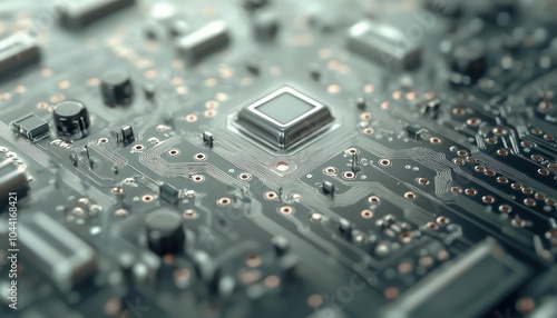 A a detailed electronic circuit board representing advanced technology