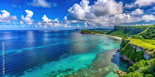 Scenic view of Orote Point Guam on a sunny day with calm blue ocean