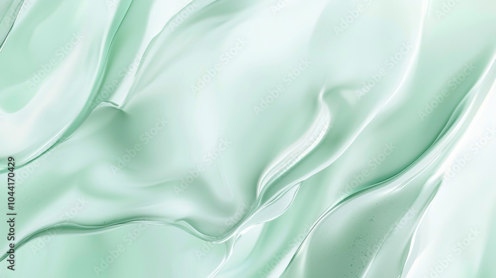 Obraz premium Soothing mint green cosmetic gel flows gracefully in abstract waves, exuding freshness and elegance, perfect for skincare and beauty concepts