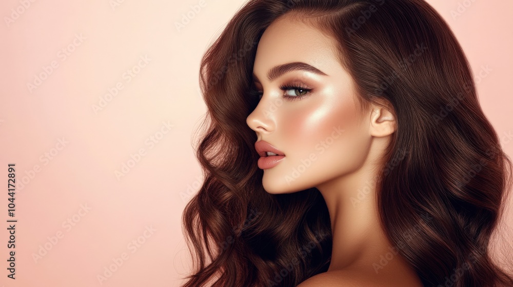 Fototapeta premium Elegant Profile Portrait of a Young Woman