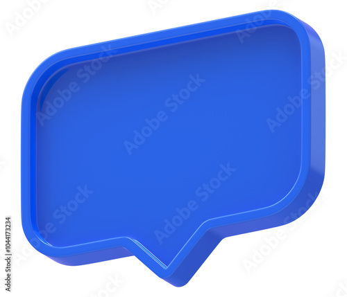 3d shape chat social media notification blue empty rectangle icon isolated transparent background 3D rendering photo